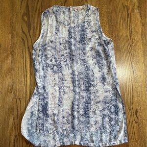 Philosophy White Blue Animal Print Tank Blouse Size XS